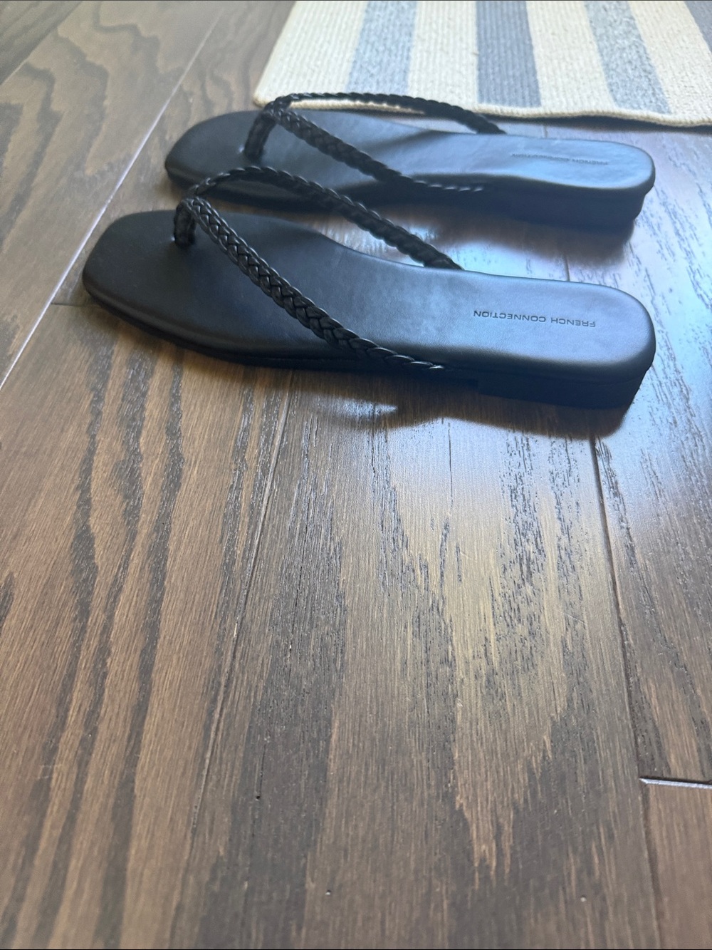 French Connection Black Braided-Strap Square-Toe Sandals - Picture 4 of 6